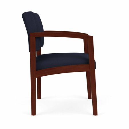 LESRO Lenox Wood Guest Chair Wood Frame, Mahogany, OH Navy Upholstery LW1101